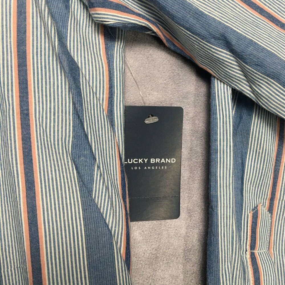 Lucky Brand Womens Button Up Long Sleeve Shirt size Large New w Tags Blue Stripe - Picture 8 of 16